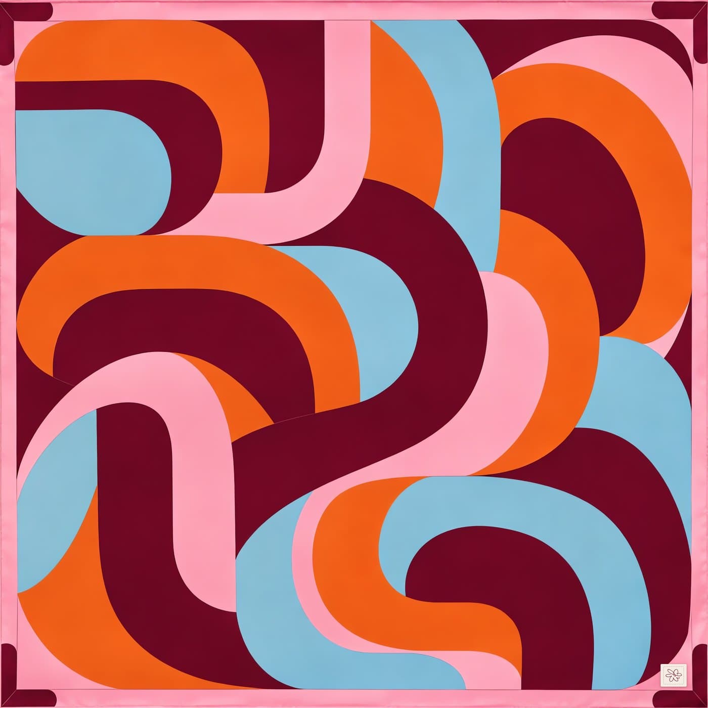 The Coil silk scarf laid flat