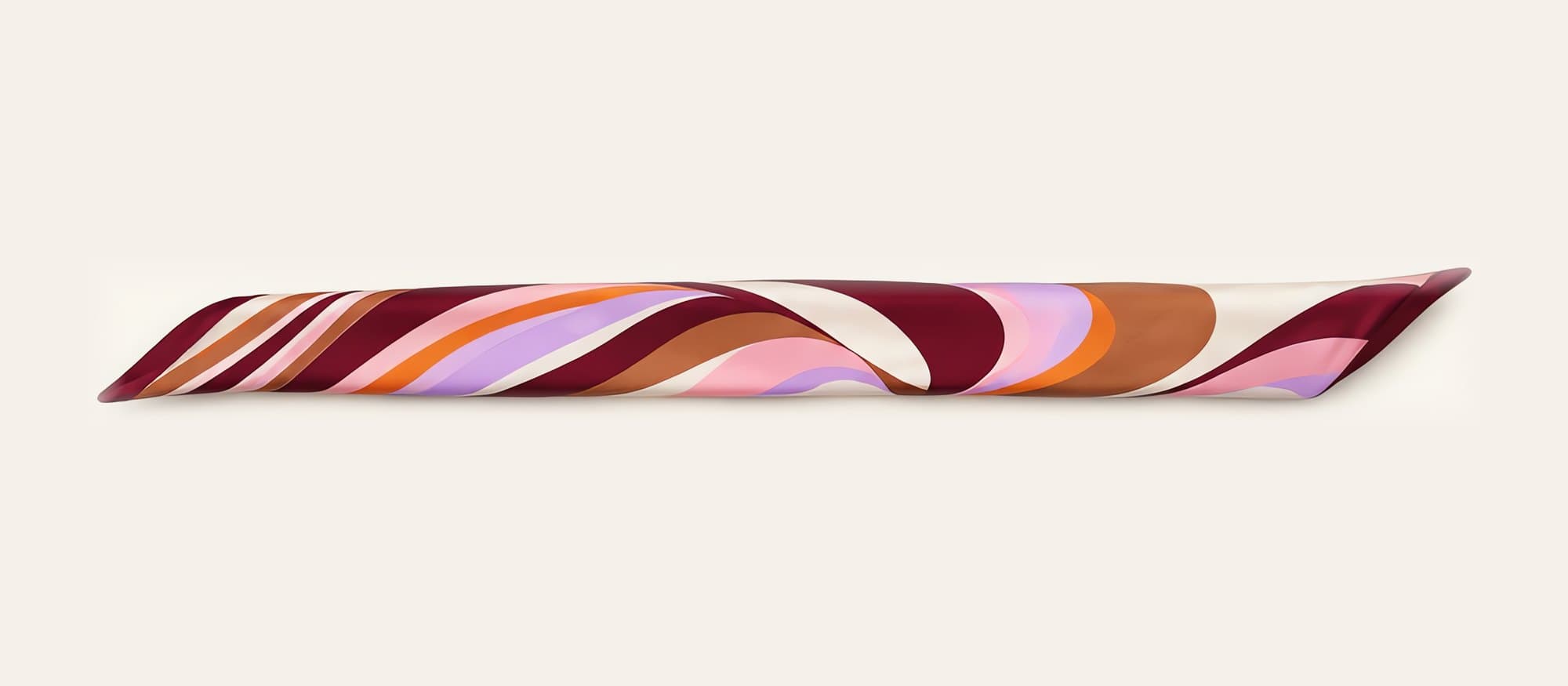 The Rebirth silk scarf, rolled into a band
