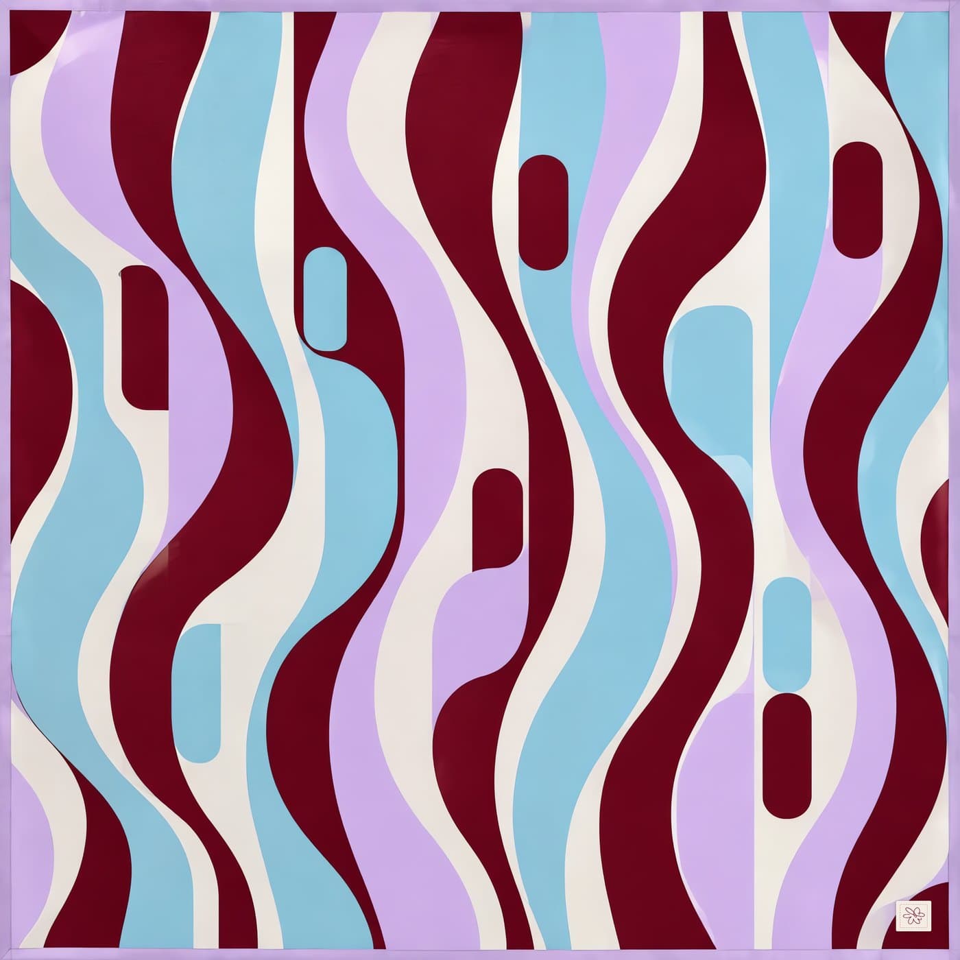 The Wave silk scarf laid flat